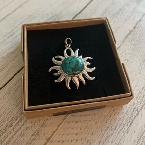 STERLING SILVER 925 Turquoise Sun Pendant marked  ATI Thailand